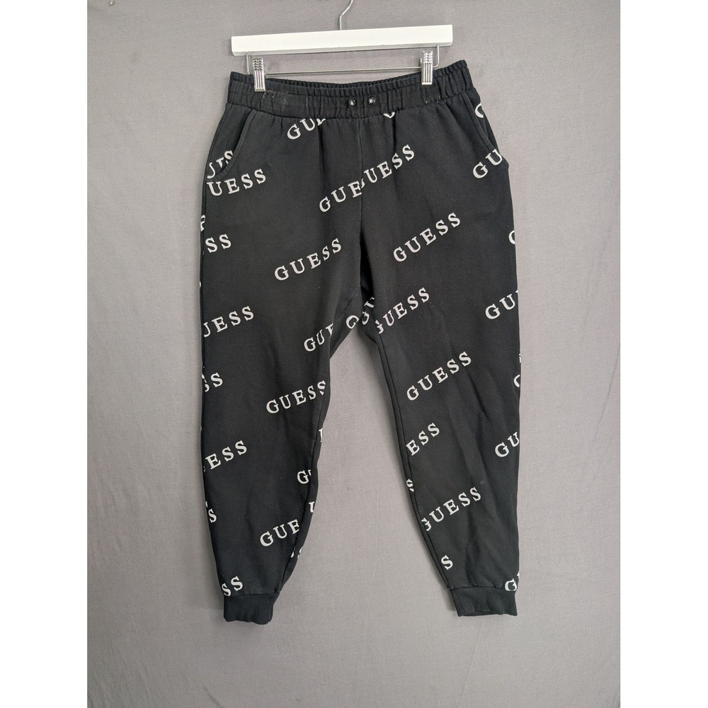 GUESS Los Angeles Black All Over Logo Joggers Sweatpants Large Mens 8500